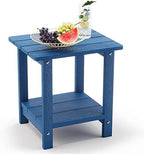LUE BONA Outdoor Side Table, 2-Tier HDPS Small Patio Table by LUEBONA
