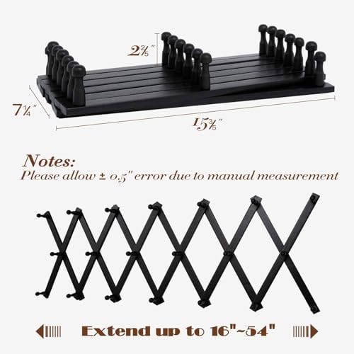 SCUNDA Wall Rack with 20 Hooks, Wooden Wall Expandable Coat Rack - Image 4