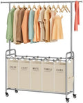 Tajsoon Laundry Cart with Hanging Rack, 65 Gal. Large Laundry Hamper by Tajsoon