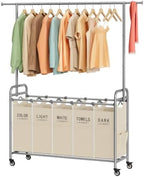 Tajsoon Laundry Cart with Hanging Rack, 65 Gal. Large Laundry Hamper by Tajsoon