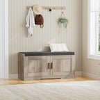 Homleke Shoe Storage Bench, 2 Doors & Thickened Padded Seat Cushion by Homleke