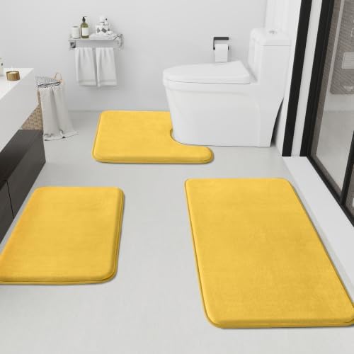 HUXMEYSON Bathroom Rugs Sets 3 Piece, Non-Slip & Quick Dry Bath Mat Set by HUXMEYSON