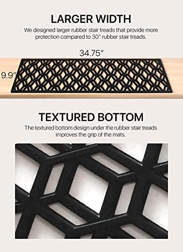 Rubber Stair Treads Non-Slip Outdoor 35”x10” – Hexagon Anti-Slip Step Mat - Image 3