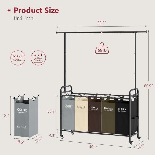 Tajsoon Laundry Sorter Cart - Image 7