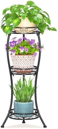 LASZOLA 3 Tiers Metal Corner Plant Flower Stand Tall Indoor Outdoor by LASZOLA