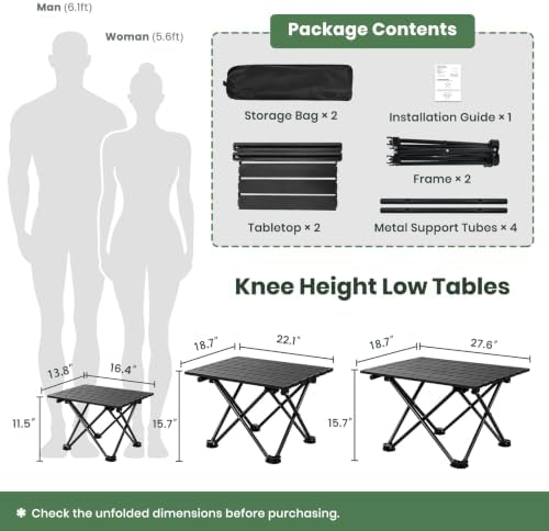 2 Pack Camping Table Foldable, Portable Folding Beach Table - Image 2