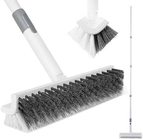BOOMJOY Grout Brush with Long Handle, Double-Sided with V-Shape Stiff Bristles by BOOMJOY