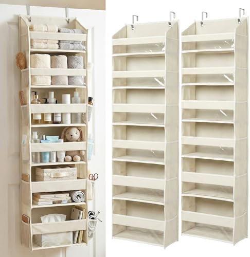 HOMELUX THEORY Over the Door Organizer, 100D Fabric, Ivory 2pc by HomeluxTheory