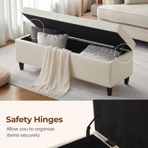 51" Storage Bench, Leather Tufted Storage Ottoman Bench - Image 6
