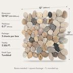 Lovdeco Pebble Tiles for Shower and Bathroom Floor, Tumbled Mix River Rock - Image 2