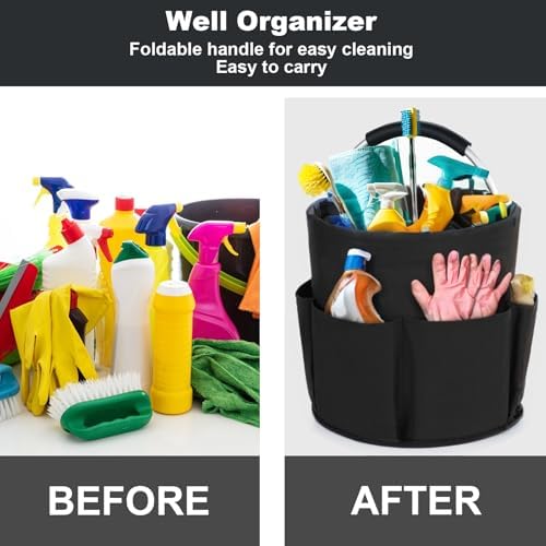 Cleaning Caddy with Handle, Cleaning Supplies Organizer Collapsible Bucket - Image 2
