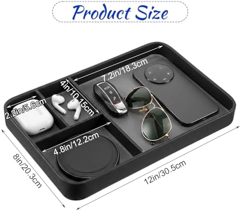 Leather Valet Tray 12”x8” – PU Leather Catchall - Image 2