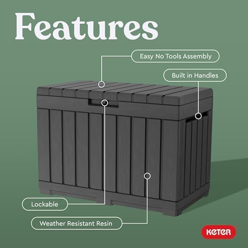 Keter Kentwood 50 Gal Outdoor Storage Box and Patio Side Table - Image 3