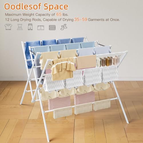 Drying Rack Clothing, 35.4in Long Drying Poles Large Clothes Drying Rack - Image 7