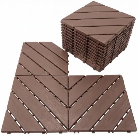 44 Pack Plastic Interlocking Deck Tiles, 12 x 12 Inch Waterproof Outdoor Floor by Unknown