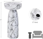 Faux Marble Side Table, 24Inch Outdoor End Table Pedestal - Image 2