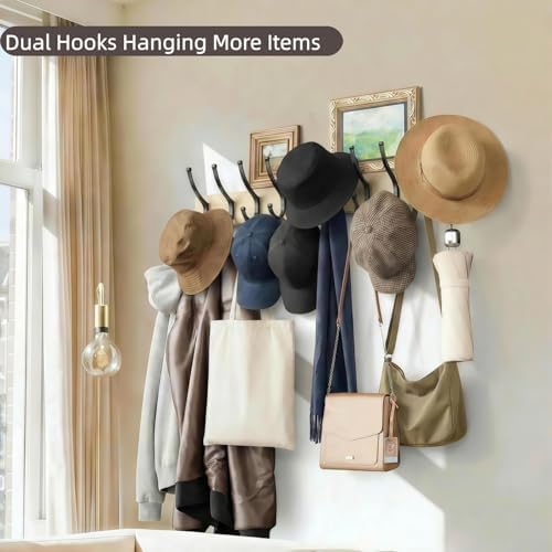 Optish 1 Pack Wooden Coat Rack Wall Mount, 16.1" Rustic Coat Hanger Hooks - Image 6