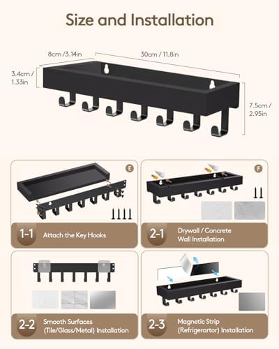 Key Holder Wall Mount Magnetic Adhesive, Key Hooks Rack - Image 3