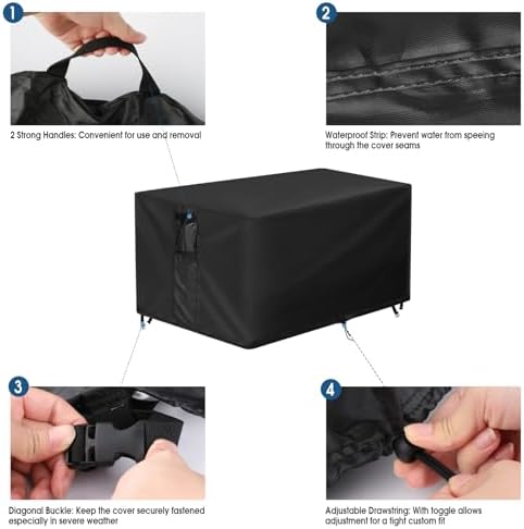 Outdoor Fire Pit Cover Rectangular Waterproof-44x34x14in - Image 4