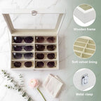 8 Slots Sunglass Organizer, PU Leather Eyewear Display Tray - Image 5