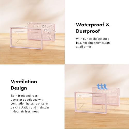 Foluck Shoe Storage Box, 15 Pack Clear Plastic Stackable Organizer - Image 5
