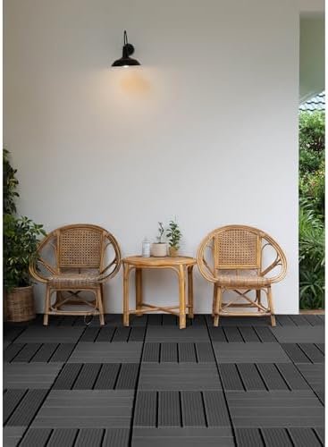 FloorPops 11.8-in by 11.8-in Straight Groove Dark Grey Interlocking Deck Tiles - Image 3