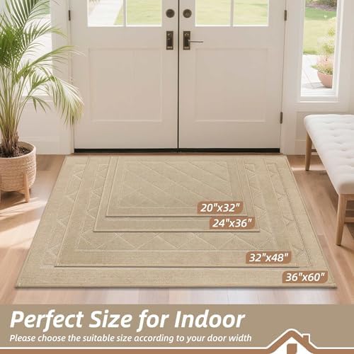 BEQHAUSE Dirt Trapper Door Mat 36" x 60", Doormat Non-Slip, Warm Beige - Image 2