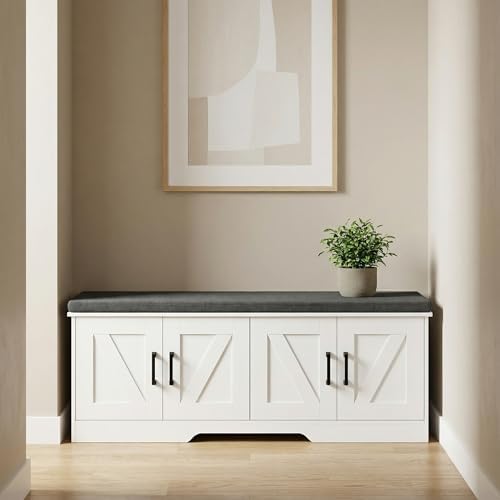 HOMSHO Farmhouse Shoe Storage Bench - Image 4