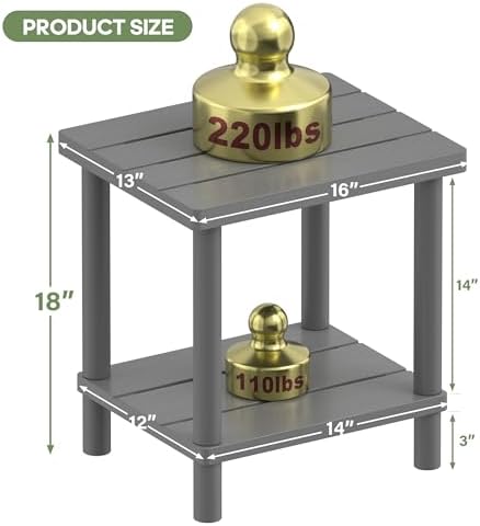 Outdoor Side Table with 2-Tier, Bamboo Small Patio Adirondack Tables - Image 2