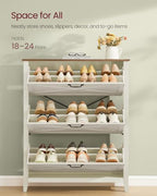VASAGLE Farmhouse Shoe Cabinet, Narrow Storage Organizer, 3 Flip Drawers - Image 5