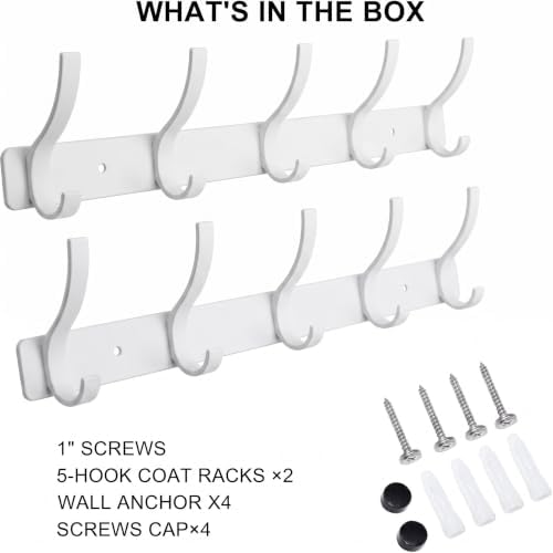 Coat Rack Wall Mounted, 5 Coat Hooks - Image 6
