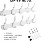 Coat Rack Wall Mounted, 5 Coat Hooks - Image 6