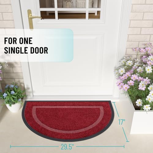 OLANLY Half Circle Front Door Mat Outside 29.5x17 All-Season Rubber Doormat - Image 2