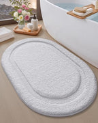 Color&Geometry Oval White Bathroom Rugs 36x24, Extra Soft Absorbent Microfiber - Image 4