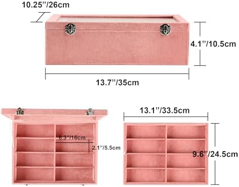 Frebeauty 16-Slot Sunglass Organizer Box, 2 Layer Velvet Sunglasses Holder - Image 3
