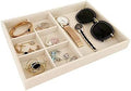 Premium Grade Beige Velvet Jewelry Organization Tray Multifunction 6 Grid Open by SVEADISPLAY