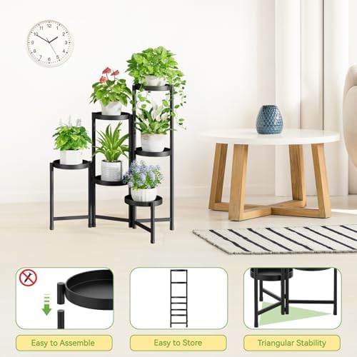 iDavosic.ly Plant Stand Indoor Outdoor, 6 Tier Metal Corner Shelf - Image 5