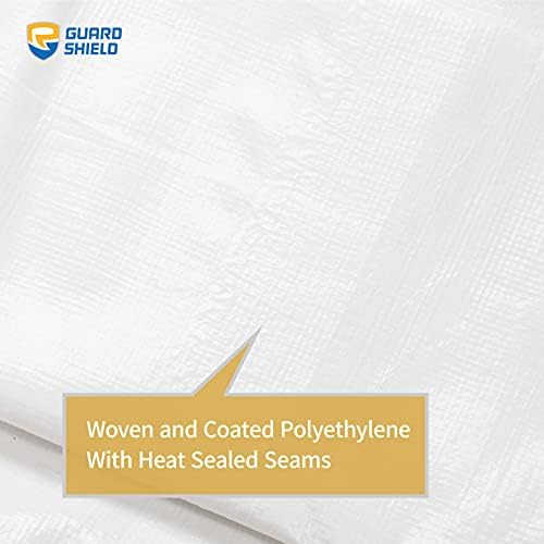 GUARD SHIELD Heavy Duty Tarp 20x20 Feet White Multi Purpose Thick Waterproof - Image 5
