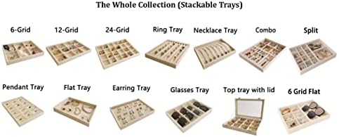 Premium Grade Beige Velvet Jewelry Organization Tray Multifunction 6 Grid Open - Image 7