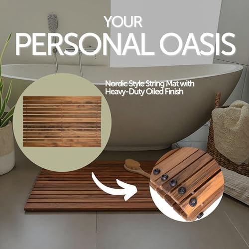 Nordic Teak 100% Solid Teak Wood String Mat - Image 3