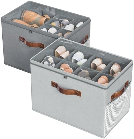 2 Pack Shoe Organizer for Closet, Foldable Shoe Storage by BuddingJoy-BuildaJoyfulLifeforYou