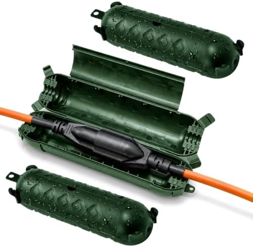 Yojoe 3 Pack Compact Green Outdoor Extension Cord Cover Waterproof Electrical by YOJOE