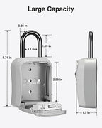 Puroma Key Lock Box Outdoor 4 Digit Code Combination Lockbox House 1 Silver - Image 6