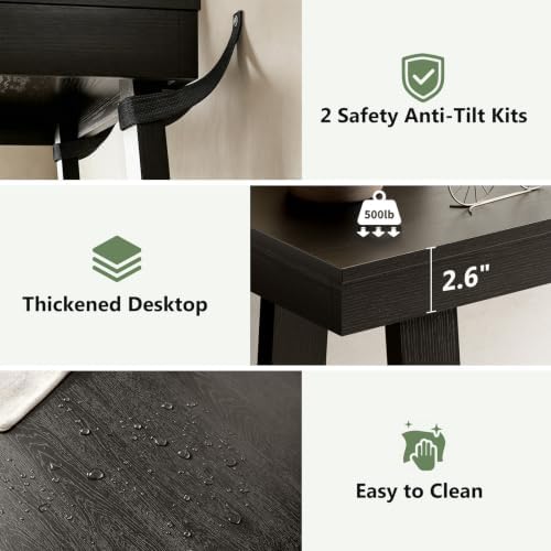 Black Console Table, 500lbs Heavy Duty Behind Couch Sofa Table, Hallway Entry - Image 5