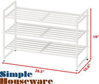 Simple Houseware 3-Tier Stackable Metal Panel Shoe Rack - Image 3