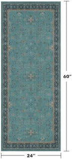 Teal Boho 2x5 Non Slip Small Kitchen Rug Runner - Image 2