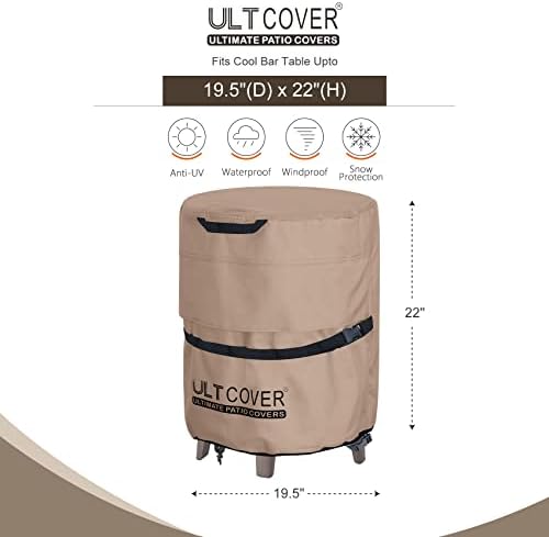 ULTCOVER Waterproof Round Patio Cool Bar Table Cover 19.5 inch - Image 2