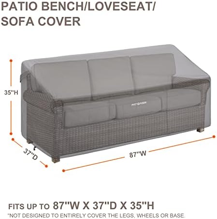 Outdoor 3 Seater Outdoor Sofa Cover Grey 87 Inch Long Waterproof Heavy Duty - Image 3