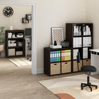 Furinno CUBICLE 4-Cube Book Shelf, Extra Thick Frame Bookshelf, Dark Oak - Image 4
