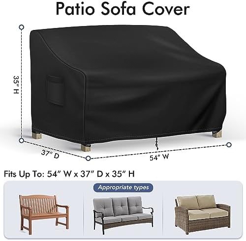 Richwon Patio Loveseat Cover, 54W x 37D x 35H Inches, Waterproof - Image 2